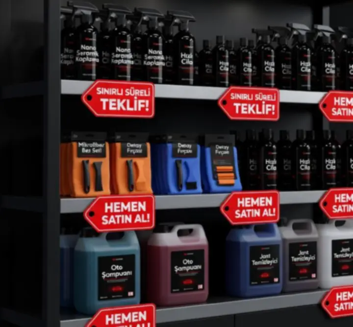 Sınırlı süreli indirim etiketli detailing ürünleri
