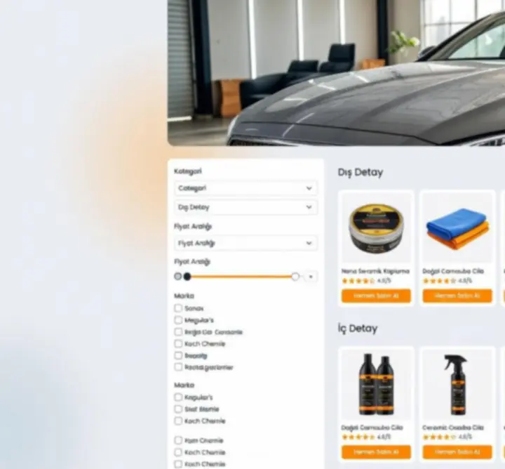 Zenvvira Shop oto bakım ürün kataloğu genel görünümü